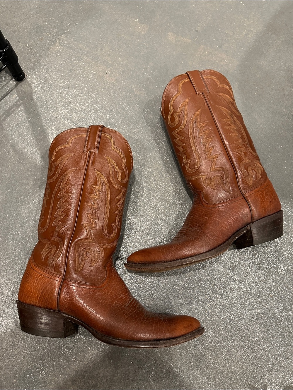 Justin Boots Chestnut Brown Embroidered Western Cowboy Boots
